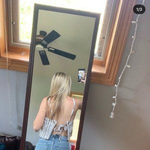 Tie Backless Blue and White Striped Crop Top